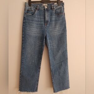 Dex Frayed Hem Straight Cropped Jeans Size 31